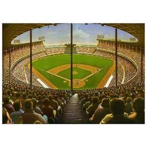   Sports Art Cleveland Indians Cavernous Cleveland Stadium Lithograph