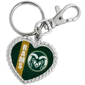 Colorado State Rams Silvertone Heart Keychain  