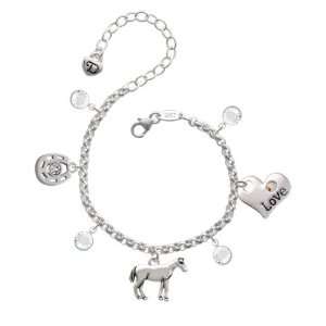  Horse Love & Luck Charm Bracelet with Clear Swarovski 