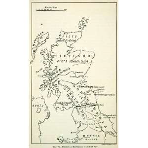  1926 Lithograph Scotland England Northumbria Pictland Celt 