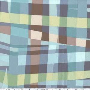  45 Wide Natural Effects Abstract Plaid Aqua/Blue Fabric 