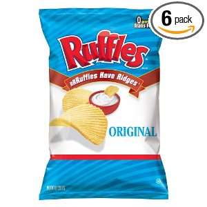Ruffles Ridged Potato, Chips Regular, 16 Ounce Packages (Pack of 6)
