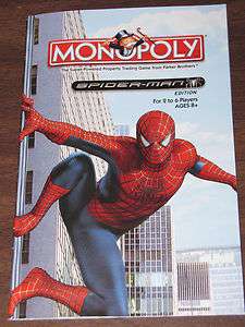 MONOPOLY SPIDER MAN Board Game Parts INSTRUCTIONS Manual Special 
