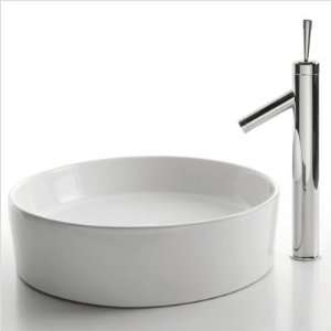   140 1000CH Ceramic Vessel Style Bathroom Sink   White Ceramic / Chrome