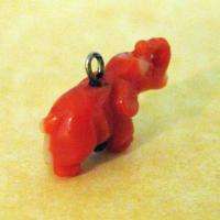 ANTIQUE VICTORIAN LUCKY CARVED CORAL ELEPHANT CHARM ~ TRUNK UP FOR 