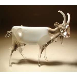    Blown Glass Art Farm Animal Figurine WHITE GOAT