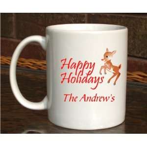   Holiday Mug Christmas Party Favors   Reindeer Design