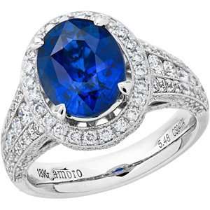   18kt White Gold Fabulous Ceylon Sapphire and Diamond Ring Jewelry