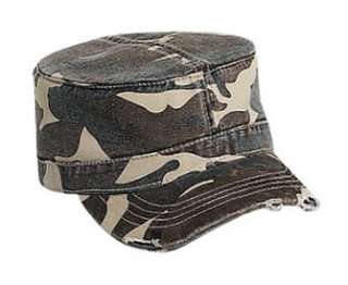 NEW VINTAGE WASHED CAMO MILITARY CADET CASTRO HAT  