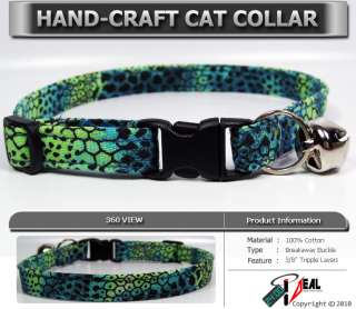 Breakaway SAFETY CAT Collar * GREEN SNAKE SKIN *  