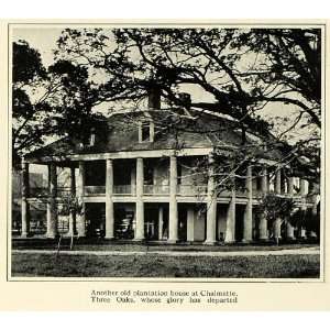 1923 Print Historic Plantation House Chalmette Three Oaks Mansion 