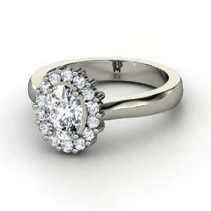 Princess Kate Ring, Oval Diamond 14K White Gold Ring