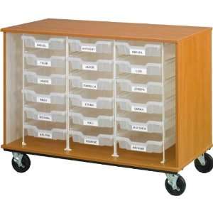 Mobile Bin Storage Cabinet with Doors   18 3D Bins   44W x 24D x 36 
