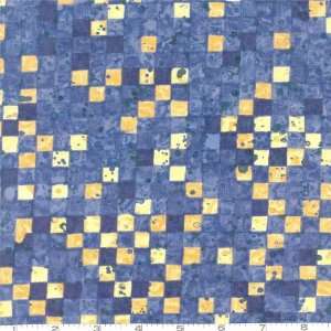  45 Wide Spattered Checks Blue/ Natural Fabric By The 