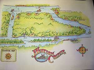 Cedar Point WESTERN CRUISE Riverboat Ride   Watercolor Ride Map 