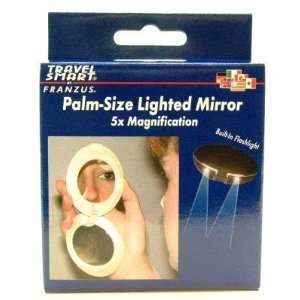 Travel Smart Palm Size Lighted Mirror 5X Magnification Black (Case of 