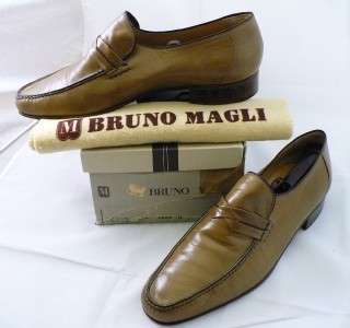 Bruno Magli Mens MILANO Taupe Dress Loafers Woven Label Size 11M 