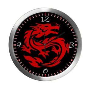  Modern Wall Clock Tribal Red Dragon 