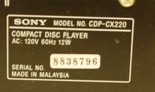 Sony 200 Disc CD Changer Player CDP CX220  
