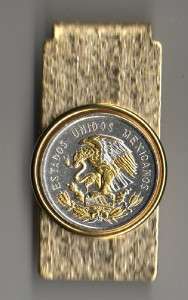 Gold/Silver Money Clip, Mexican 10 Centavo Eagle  