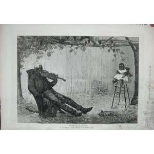   1875 Dudley Gallery Man Music Violin Chair Baby Emslie