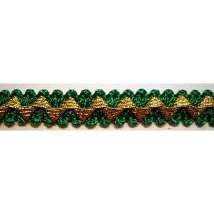  Green And Metallic Gold Flat Trim .5 Inch BTY Arts 