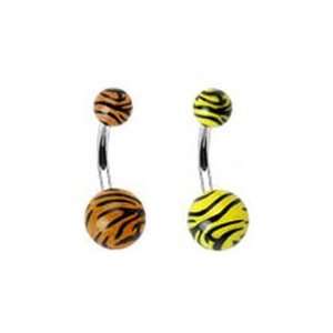   Zebra Animal tiger Print Design Belly Button Navel piercing Ring 14g