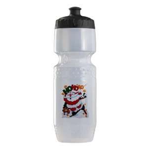   Water Bottle Clear Blk Merry Christmas Santa Claus Skiing Ho Ho Ho