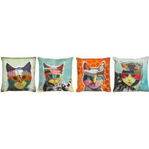 Printed Cool Cat Pillows with Pillow Form Set of Four 19 