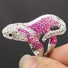   crystal fashion pink chameleon lizard ring 6 