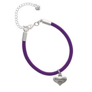 love being Me Heart Charm on a Purple Malibu Charm Bracelet