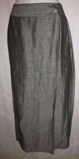 sz 6 LIZ CLAIBORNE gray pinstripe linen blend wrap skirt  