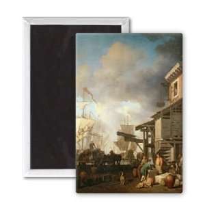  A Thames Wharf, c.1750s by Samuel Scott   3x2 inch Fridge 