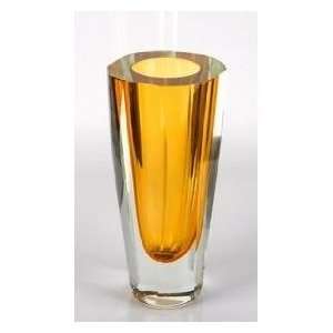  Murano Sommerso Faced Cut Golden Amber Blown Art Glass 