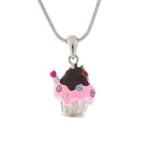   Collections Chocolate Strawberry Cup Cake Necklace   18mm Jewelry
