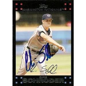  Chris Schroder Signed Nationals 2007 Topps Card 