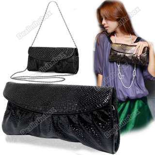   Womens Purse Shoulder Clutch Evening Bag Snakeskin PU Leather HANDBAG