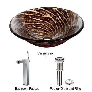   Caramel Vessel Sink and Chronus Faucet Set, Chrome