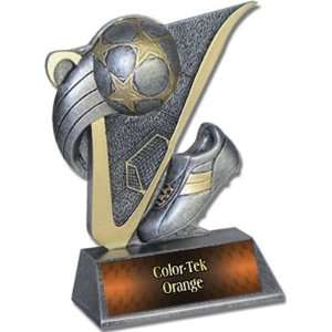  4.5 Custom Soccer ball Victory Resin Trophies ORANGE COLOR 