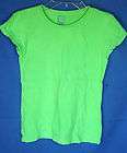 NEW BASIC 100% COTTON NEON LIME Cap Sleeve Solid Tee Shirt GIRL SIZES 