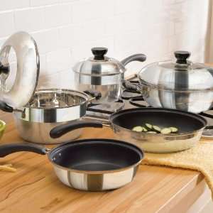  BrylaneHome 8 Pc. Two Tone Stainless Steel Cookware Set 