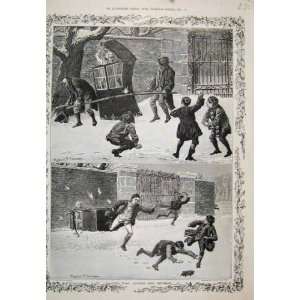   Comedy Civil War With Snow Boys Snowball Carriage 1885