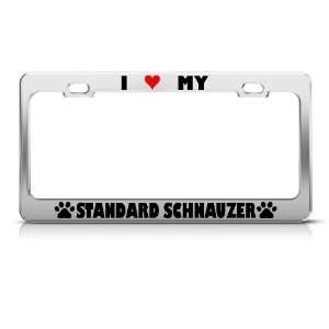 Standard Schnauzer Paw Love Heart Pet Dog Metal license plate frame 