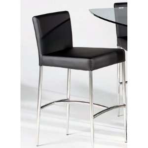  Cilla Leather Counter Stool in Black [Set of 2]
