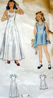 LOVELY VTG 1940s GIRLS SLIPS Sewing Pattern 6  