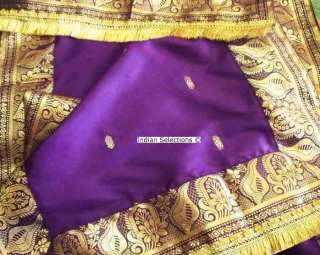 Purple Silk Sari Saree Table Runner Tablerunner India  