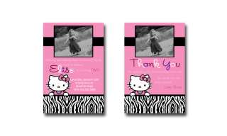 Custom Hello Kitty Zebra Print Birthday Invitations   You Print  