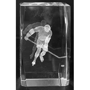  3d Laser Cut Ice Hockey Player Crystal 
