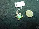 14K Yellow Gold Cute Frog Charm With Green Enamel