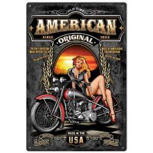  American Classic Motorcycle Pinup Girl Nostalgic Tin Metal 